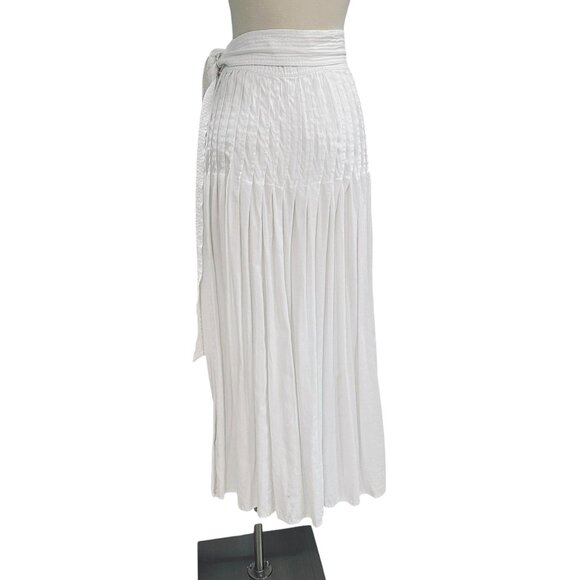 Wilfred White Maxi Skirt SZ M High Waist Pleated Wrap Long Aritzia Boho Chic - Picture 11 of 12